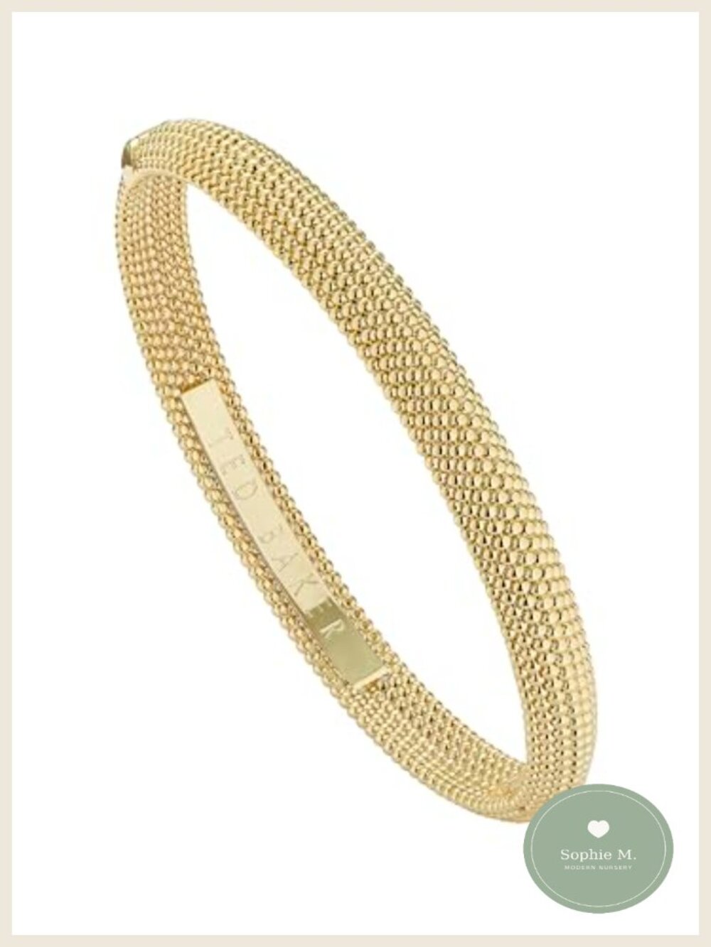 Gold Tone Plated Brass Bangle Bracelet Textured Hinge Closure